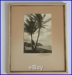 Orig Vtg 1930s 40s Honolulu Hawaii Scenic B&W Signed Photograph Photo Framed