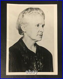 Original Rare Madame Marie Curie B&W Press Photo Vintage Polish Nobel Prize
