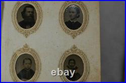 Period old tintype photo album miniature 41 gem Civil War Era portraits 1800