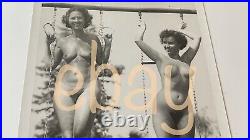 RARE FULMER Estate VINTAGE 5x7 NUDE Photo 2 FUN BUSTY Girls on Swing 1950s OOAK