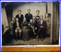 RARE Full Plate Tintype Photo Case Family Auburn NY ca 1860s Recent Discovery