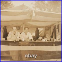 Rainier Beer Tent Workers Photo 1920s Festival Fair Signs Bartenders Cooks B246