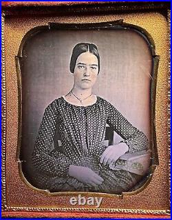 Rare 1/6 Plate Daguerreotype Bold 1840's Lady In Fine Rare Wolferts Roost Case