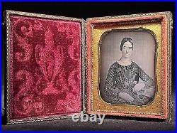 Rare 1/6 Plate Daguerreotype Bold 1840's Lady In Fine Rare Wolferts Roost Case