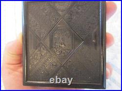 Rare 1856 PECK patent, 1/6 plate, TUFFS PLAYING CARDS AND DRINKING