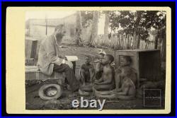 Rare Antique Photo Teacher / Missionary and Group of Black Children 1800s Africa