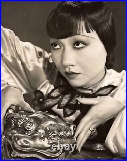 Rare Exotic Vamp Anna May Wong Asian Golden Wooden Dragon Silver Gelatin Photo