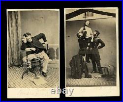 Rare Unusual Set Old CDV Photos Incl Hanging Soldier Creepy 1800s Photography