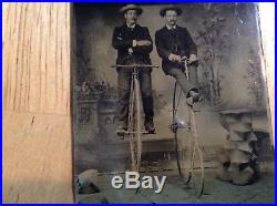 Rare Vintage 1882 HIGH WHEEL BICYCLE MEN Tintype Photograph AMERICAN STAR BIKE