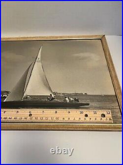 Real Black and White photo of a Sailboat Ingrid Vintage 1937C. F. Dinsmore