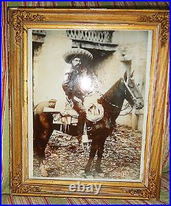 Real Photo Mexican Revolutionary Emiliano Zapata on Horseback 8 x 10