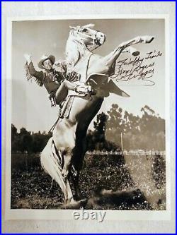 Roy Rogers and Trigger black and white autographed photo without to