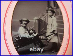 SUPER RARE Tintype Photo LOT Children Halloween Jack o Lantern Pumpkin ca 1880