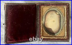 Sad Little Girl Dark Dress Maybe Mourning Sealed 1/9 Plate Daguerreotype