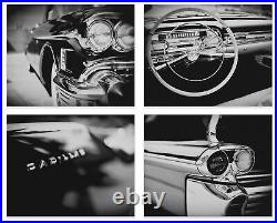 Set of 4 Vintage Black and White Chevrolet Cadillac Car Photo Prints Not Fr