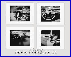 Set of 4 Vintage Black and White Chevrolet Cadillac Car Photo Prints Not Fr