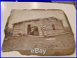 Sitting Bull's Log Home Cabin Photo with Note Written On Back Vintage