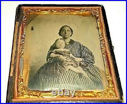 Slave Civil War Era 6th. P. Ambrotype African American Black Nanny White Baby