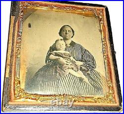 Slave Civil War Era 6th. P. Ambrotype African American Black Nanny White Baby