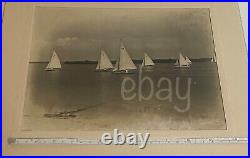 Tampa FL Yacht Club Race 8x10 B&W Albumen Photo 1920 Florida Sailboat Regatta