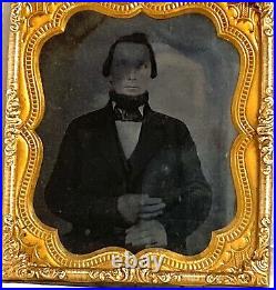 Tin Photo Of An Man 1860 Vintage Ornate Copper Frame