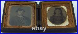 Tintype photographs in Union case of Boy and Girl