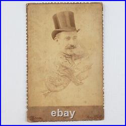Top Hat Man Riding Bird Cabinet Card c1885 Trick Photography Leesville Ohio A833