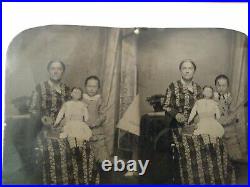 Uncut Mother Daughter Doll Tintype Photo