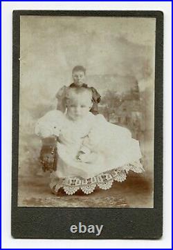 Unusual Double Exposure Cabinet Card Photo, Creepy, Mother And Giant Baby