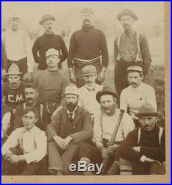 VINTAGE 1901 BASEBALL TEAM PHOTO! 20 MEN WITH MUSTACHES, BAT & GLOVES! 7.5x5.5