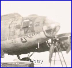 VINTAGE B&W SNAPSHOT CIRCA 1940s WW2 B-17 FLYING SUPERFORTRESS MISS LACE