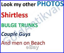 VINTAGE PHOTO SWIMSUIT BULGE TRUNKS MUSCLE lifeguard MEN BEACH SHIRTLESS GAY d06