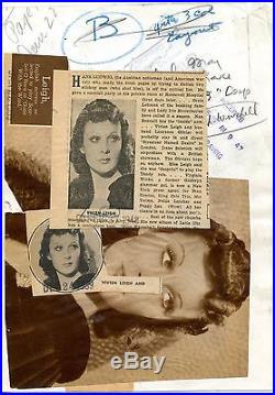 VIVIEN LEIGH Vintage Original RARE Photo Dated 1939 Clippings GONE WITH THE WIND
