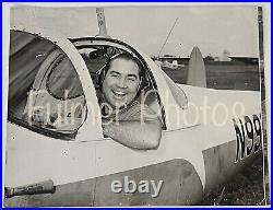 VTG 11x14 B&W Photo Man in Airplane Single Engine Plane FUN AVIATION Nostalgia