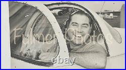 VTG 11x14 B&W Photo Man in Airplane Single Engine Plane FUN AVIATION Nostalgia