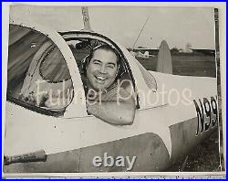 VTG 11x14 B&W Photo Man in Airplane Single Engine Plane FUN AVIATION Nostalgia