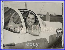 VTG 11x14 B&W Photo Man in Airplane Single Engine Plane FUN AVIATION Nostalgia