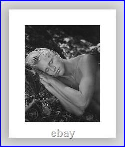 VTG Bruce Weber Print Outdoor Lake Male Model Sleeping Art Photo 1990 Mat 12x15