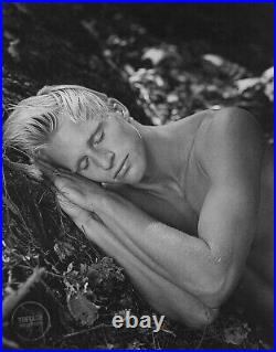 VTG Bruce Weber Print Outdoor Lake Male Model Sleeping Art Photo 1990 Mat 12x15