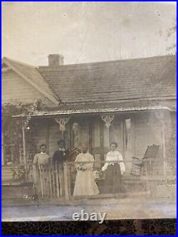 VTG Rare Prosperous African American Black Family Home Cabinet Card Glass Photo