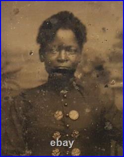 Victorian African American Fashion Button Artistic Tintype Photo Jacksonville Fl