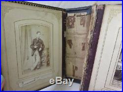 Victorian Postcard Album Portrait Photographs Vintage Leather Bound Book