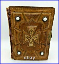 Vintage 1890's Leather Bound Book of Photographs Stones Latch SEE DESCRIPTION