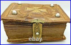 Vintage 1890's Leather Bound Book of Photographs Stones Latch SEE DESCRIPTION