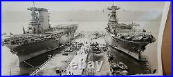 Vintage 1934 B & W Photo of USS Saratoga & Lexington Moored at Pier Fleet ED