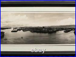 Vintage 1940s Honolulu Harbor Hawaii Panoramic Photograph Antique SS Monterey