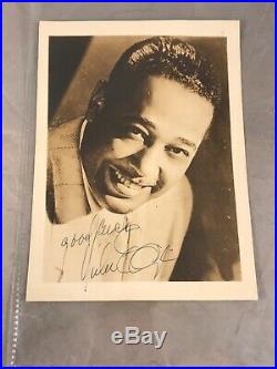 Vintage 1945 Duke Ellington Autographed Hand Signed B&w Photograph Good Luck
