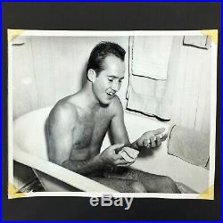 Vintage 1950 8x10 Glossy Real Photo Naked Young Man taking Bath Tub Gay Interest