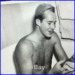 Vintage 1950 8x10 Glossy Real Photo Naked Young Man taking Bath Tub Gay Interest
