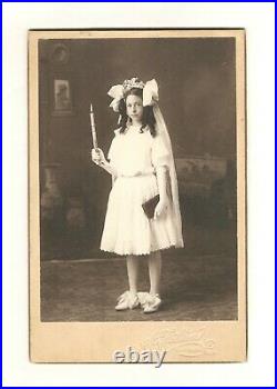 Vintage Antique Cabinet Card Photo Pretty Young Cute Girl with Candle Hankinson ND